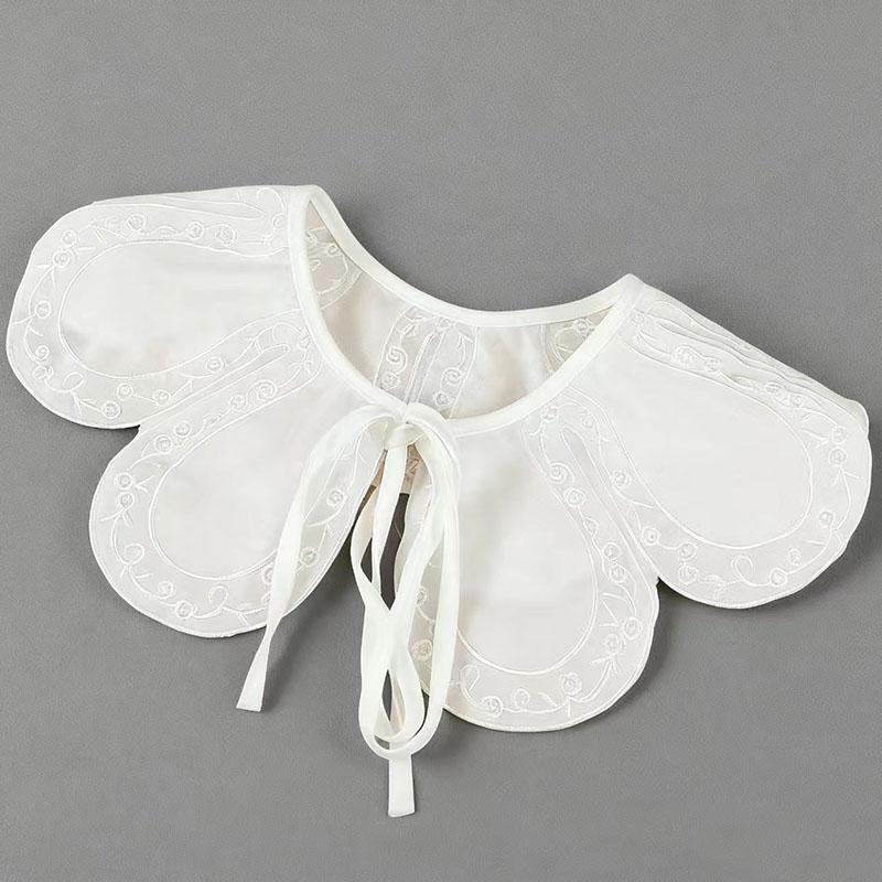 Koreansk Stor Revers Avtakbar Krage for Kvinner Genser Topp Falsk Krage Sjal Skuldersjal Dekor Falske Krager Slips