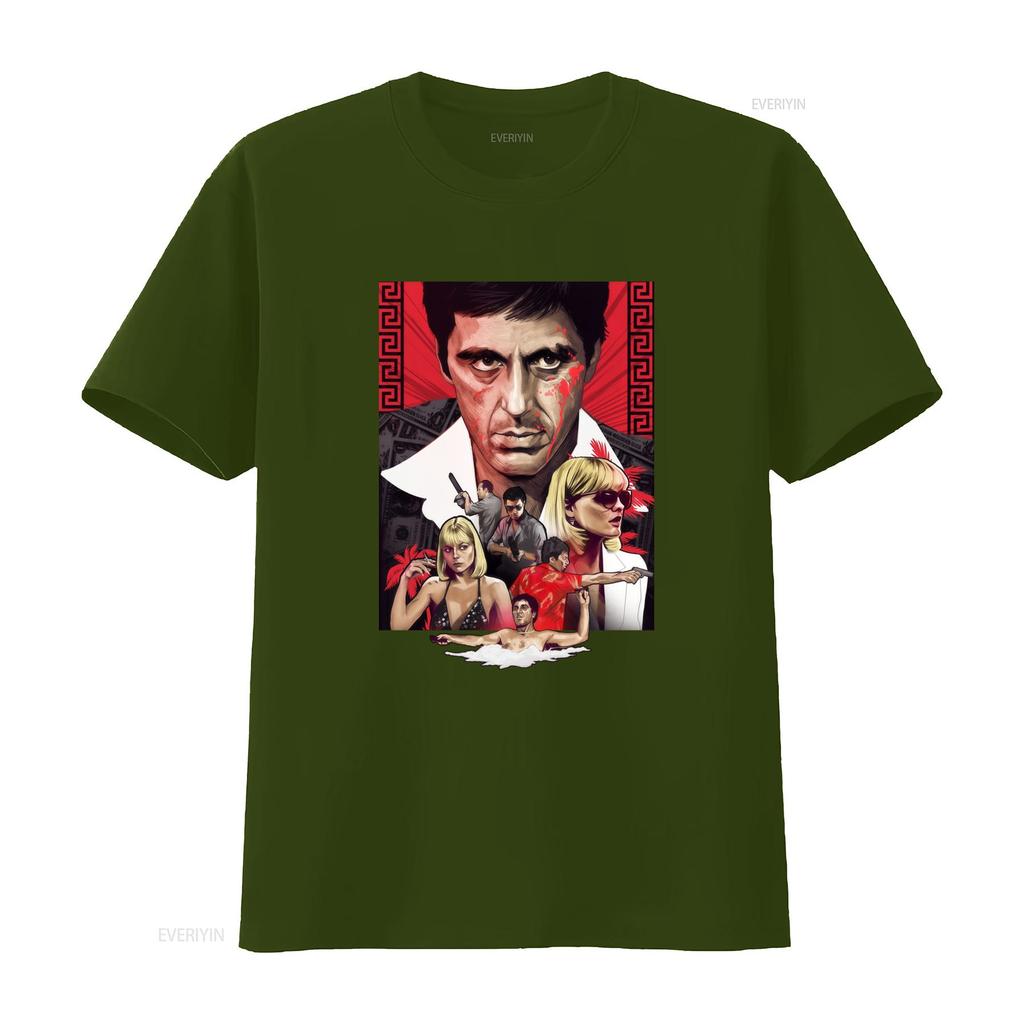 Vintage Classic Scarface Gangster Movie Print Casual T Shirt Vintage Washed Homme Stretched Versatile Unisex Fashion Slightly