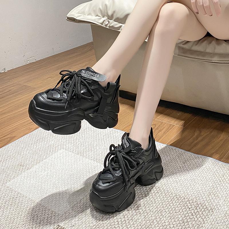 8CM Heels Autumn Chunky Sneakers for Women 2024 New Breathable Mesh Platform Sports Shoes Woman Thick Bottom Dad Shoes Ladies