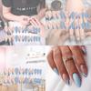 Almond-shaped Simple Wave Blue White French Spring And Summer New Product Fresh And Pure Wearable Nail Art Piece W12