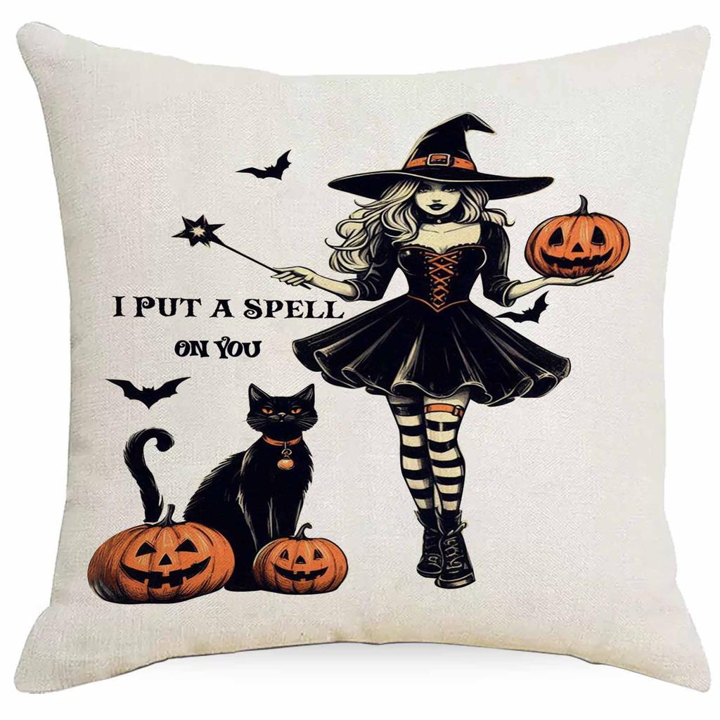 Nytt Halloween Häxlinje Kuddfodral Hem Vardagsrum Kontor Soffa Bilbarnstol