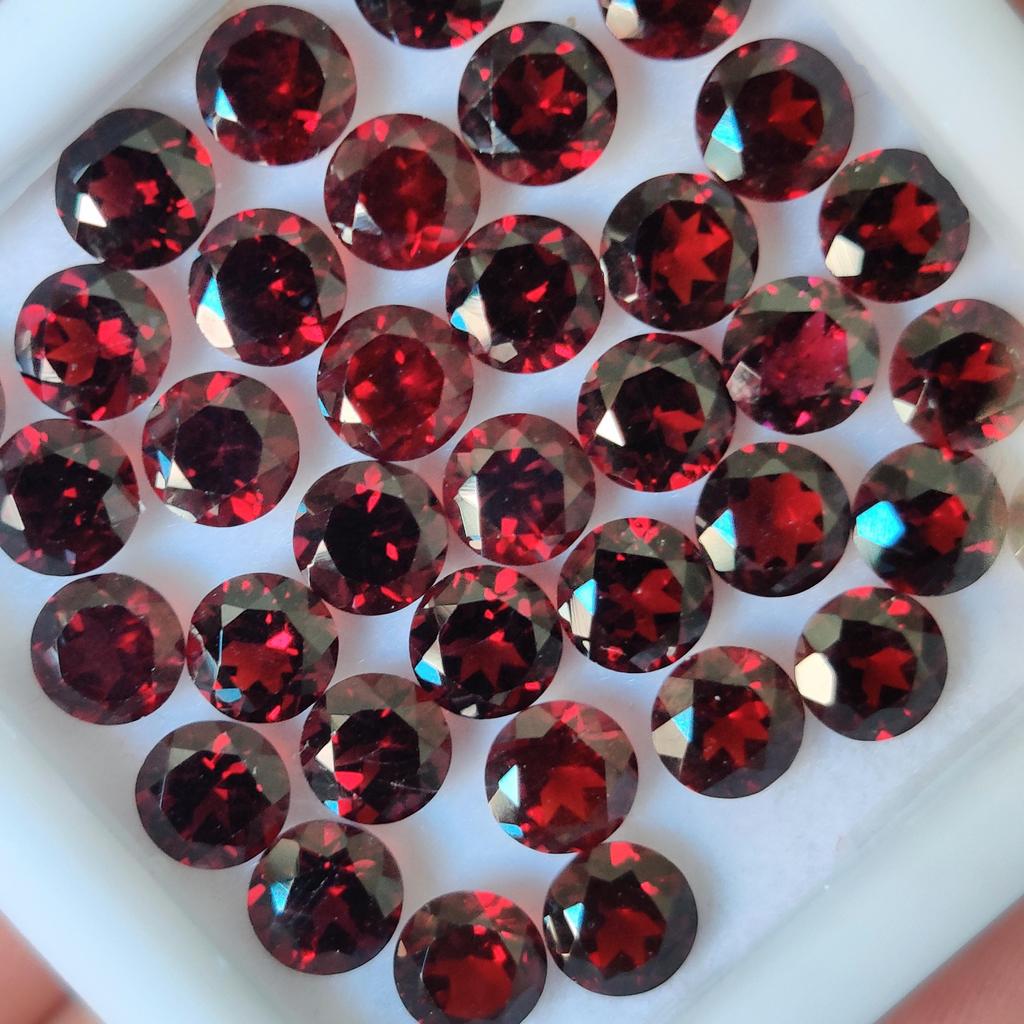 5 Mm Round Cut Natural Red Garnet Gemstone Lot, Healing Gemstones Lot.