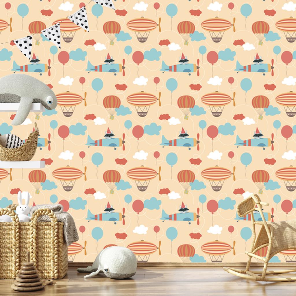 Balloons and Airplanes Wallpaper for Living Room and Bedroom 50x1000