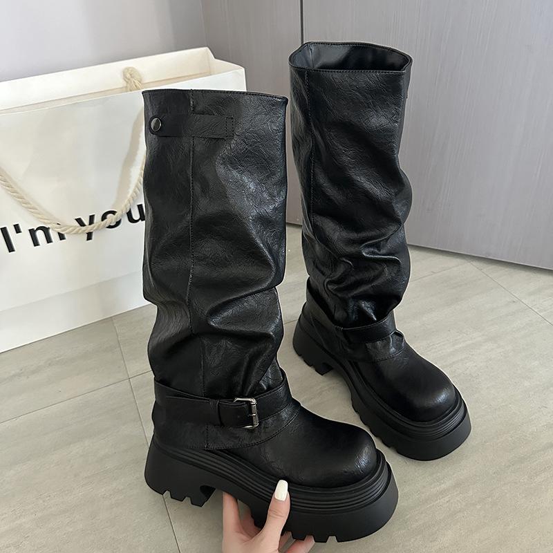 [Fanfna] Brown Versatile Platform Martin Boots Women's 2025 New Autumn and Winter Retro Maillard Boots