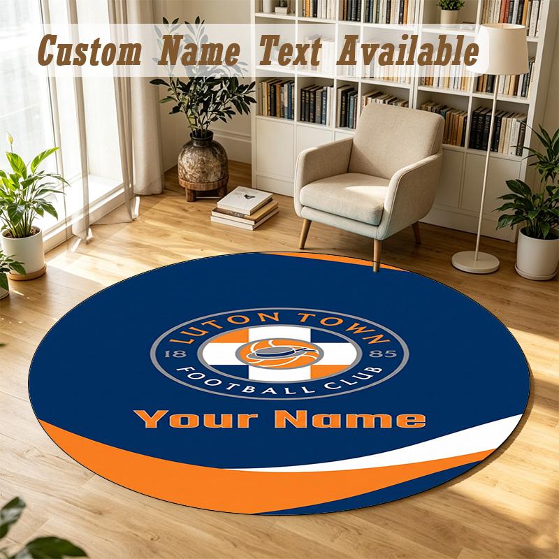 Round Rug Custom NameLuton Town Pattern Non Slip Carpet Home Floor Decor