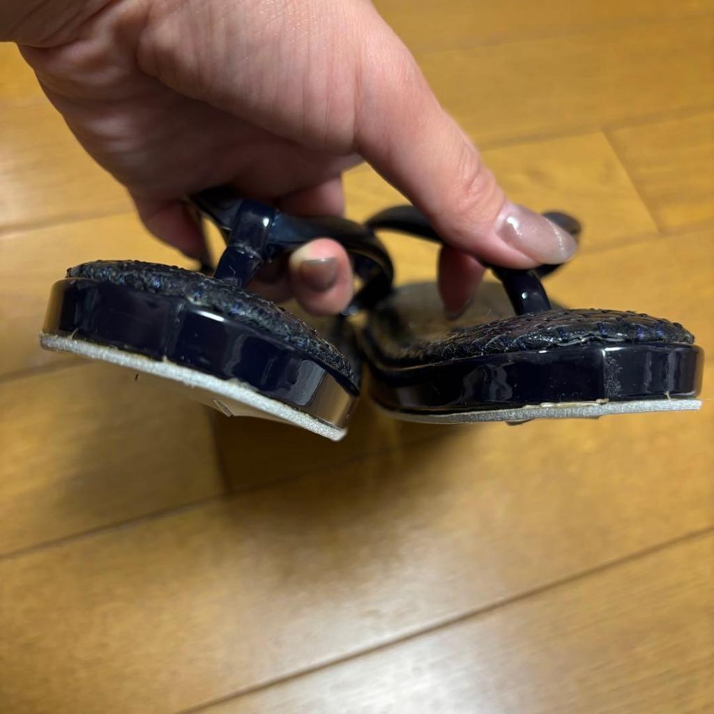 Used Mercari city limited!Kinwashi Honpo Zori Sandals Kinwashi Seal Navy Blue Top Grade Masterpiece Ajiro
