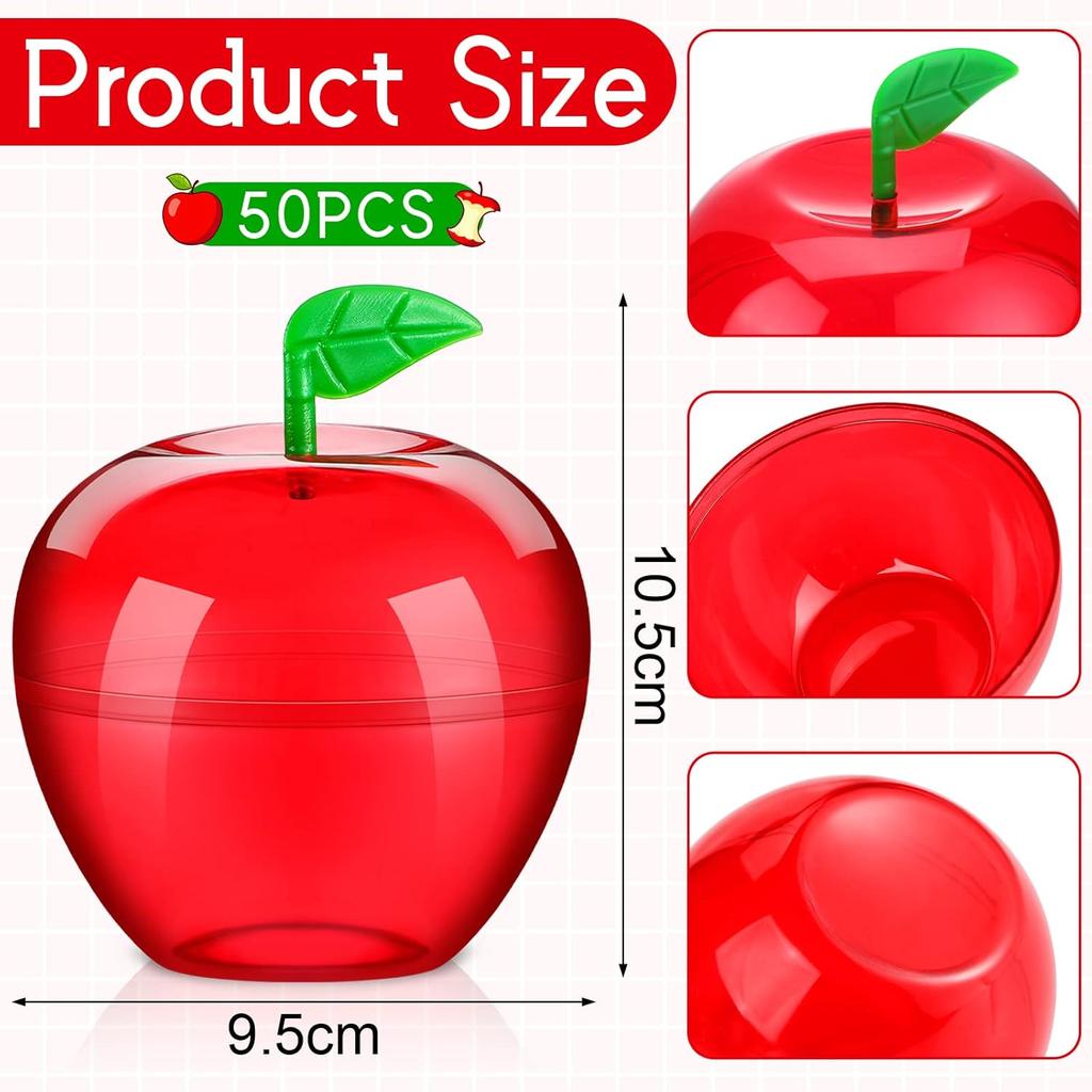 Tanlade Plastic Apple Container Valentine Apple Container Teacher Gifts Bulk Back To School Candy Holder Snow Party Apple Decorations for Valentine
