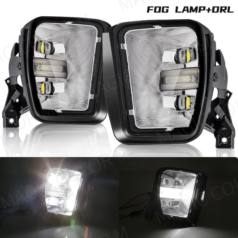 LED Fog Lamp Daytime Running Lights For Dodge Ram 1500 2013 2014 2015 2016 2017 2018 DRL Turn Signal White Yellow Car Accessoies