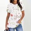 Women's Fashion Casual Floral Print Pullover Short Sleeve Top