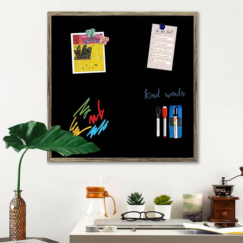 ArtzFolio Greys Family Black Colour | Framed Magnetic Dry Erase White Board | Includes Sticky Notes, Magnet Buttons & Ma