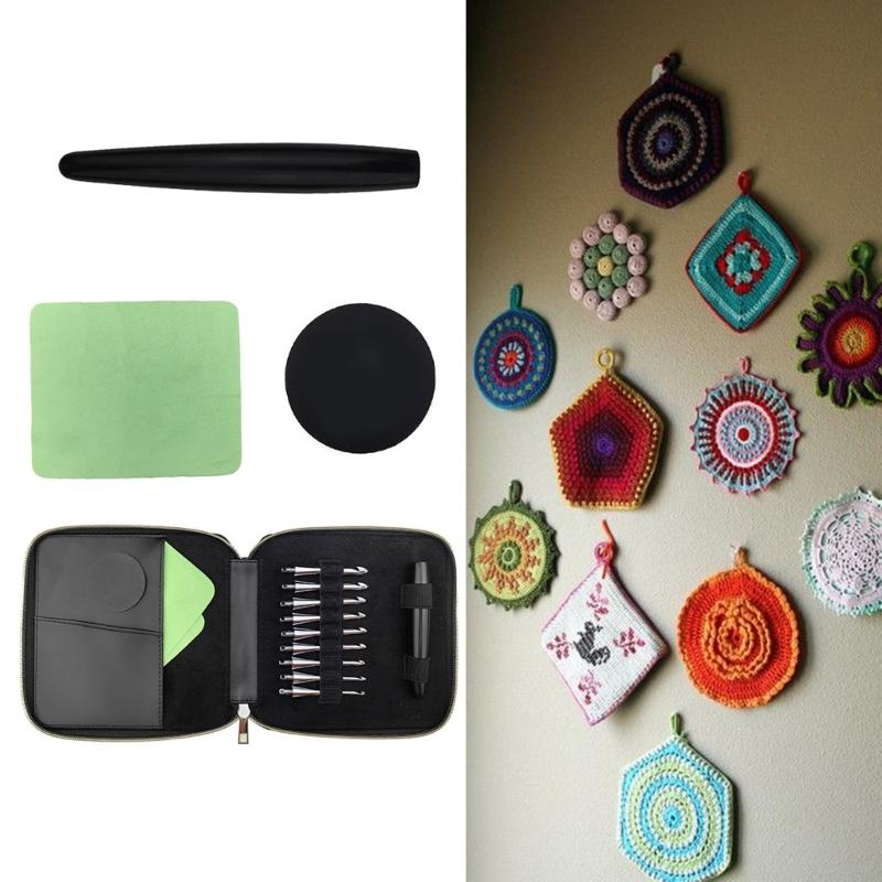 Aluminum Crochet Hook with 9 Size Tip 3.5mm-8.0mm Interchangeable Crochet Hook Needle for Knitting Blanket Sweater Scarf