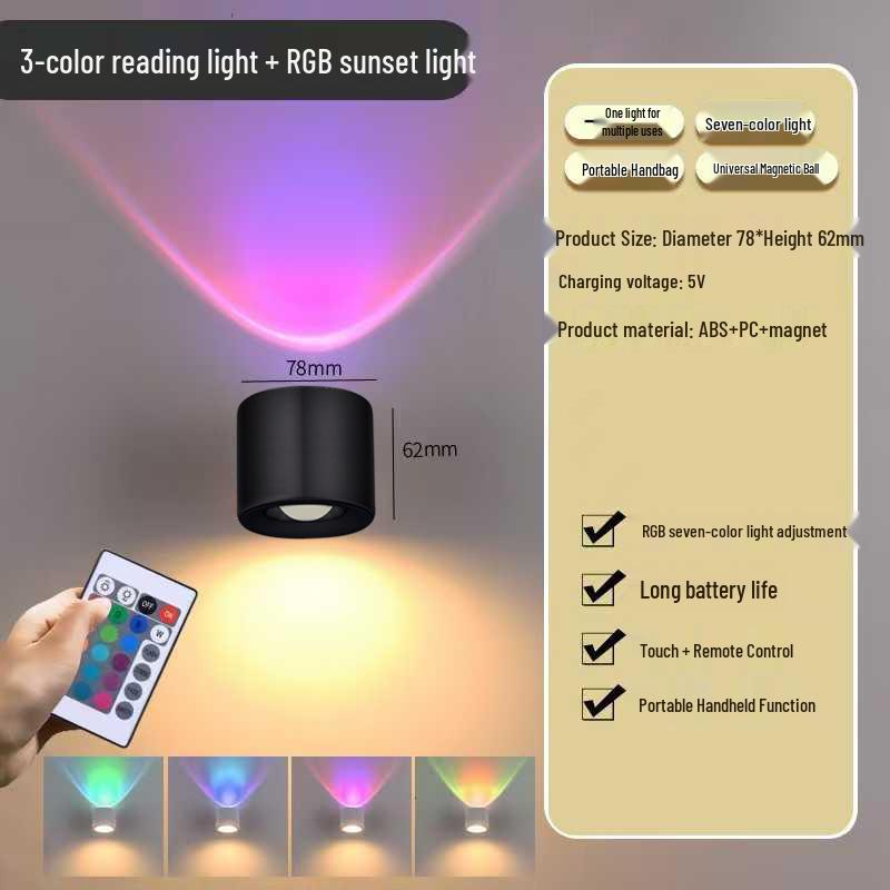 Wireless Magnetic Charging Wall Light - Punch-Free Installation for Bedroom, Corridor, or Picture Lighting