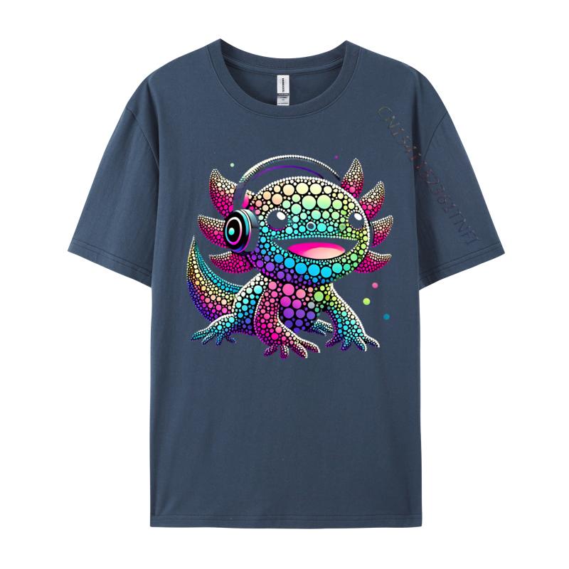 Gamer Axolotl Polka Dot Video Games Day Headphone Boys Youth Tshirts Hip Hop England Style Tees Cotton T Shirt For Unisex Funny