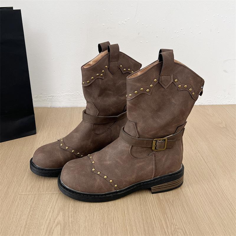 

British fashion khaki v-mouth platform Martin boots women s summer 2025 new niche skirt thick heel short boots 40 темно-коричневого кольору