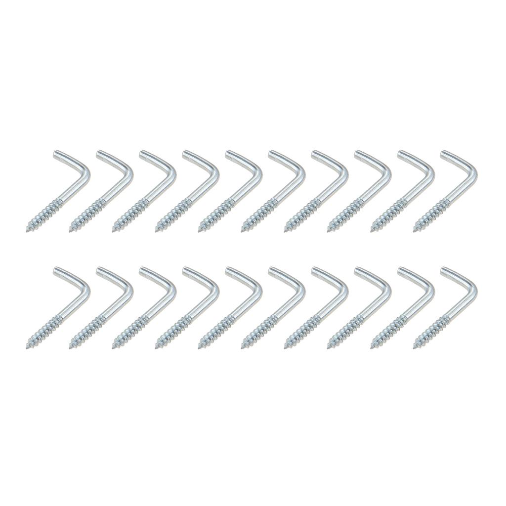 10/20pcs Square Bend Hook L Cup Hanger Screw-in 7-shape 20-40mm Wall Mount Picture Photo Frame Lamp Light Eyescrew Zinc-Plated