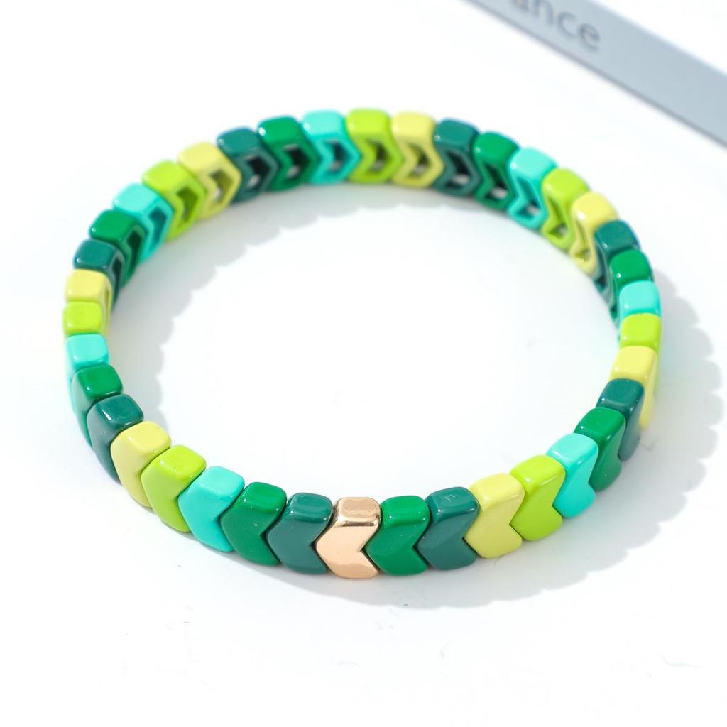 Trendy Gradient Rainbow Enamel Bracelet with Geometric Arrow Design for Women