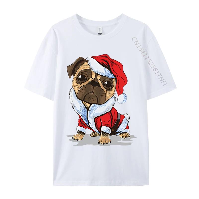 Xs Graphic T Shirts Mens Clothing Pug Dog Wearing Santa Claus Christmas T Shirt Men High Quality Tshirt S