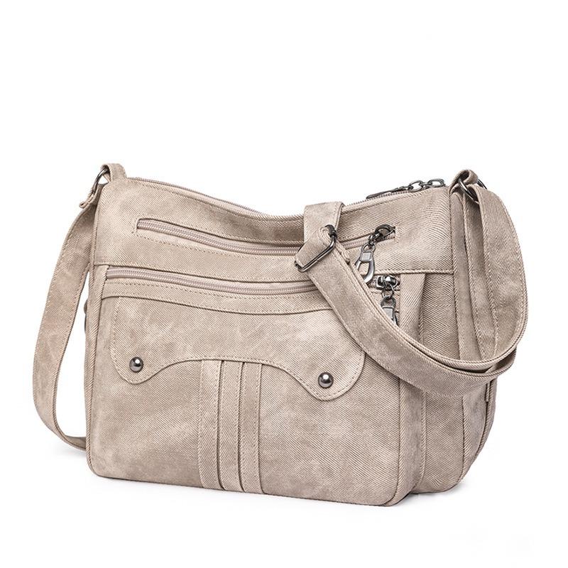 Women's bag new casual large-capacity shoulder bag washed leather messenger bag fashionable mother bag