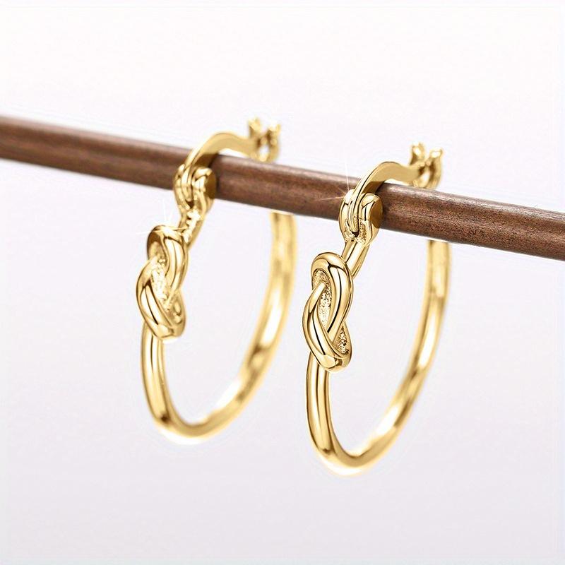 1 Pair of Knot Earrings, Matte Metal Texture, Knotted Round Earrings, High-end and Elegant Earrings