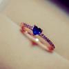 1Pc Heart-shaped Blue Synthetic Zircon Ring, Fashionable Multi-function Ring.