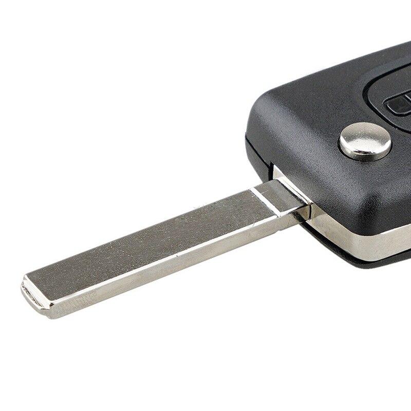 CE0536 Replacement Car Key Fob Shell for Peugeot 207 307 407 308 for Citroen C2 C3 C4 C5 Berlingo, 3 Buttons Flip Case with Uncut VA2 Blade
