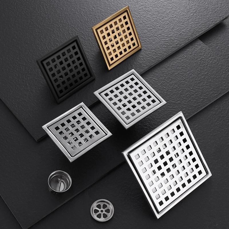 Stainless steel Floor Drains Tile Invisible Embedded Grid Shower Deodorant Floor Drain Kitchen Bathroom Hardware Fittings