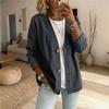 Women S Floral Print Casual Imitation Denim Stand Collar Long Sleeve Cardigan Coat