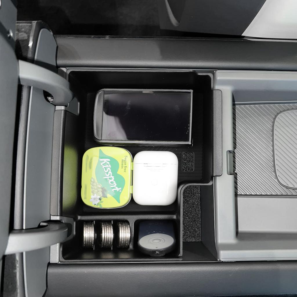 For Kia EV9 2025 2025 Center Console Armrest Storage Box Car Storage Tray Organizer Tidying Interior Accessories Black