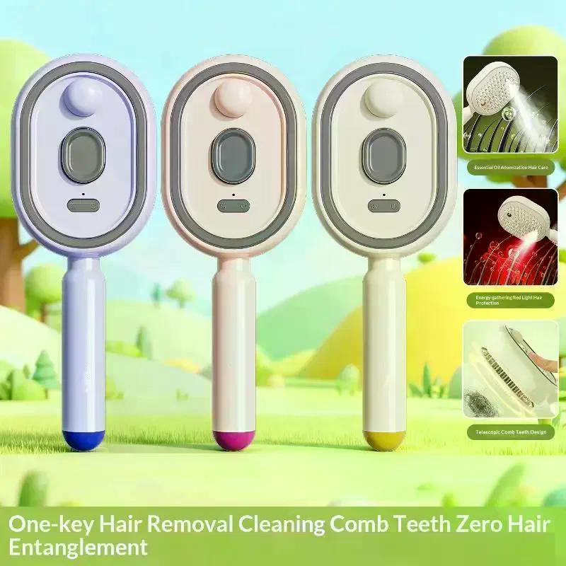 Spazzola per Capelli Elettrica a Spruzzo 2-in-1 Nebulizzante con Spruzzo d'Acqua Riduce l'effetto crespo Antistatica Ritrattile Vapore Massaggio Pettine