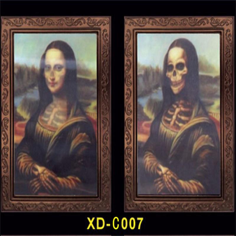 Halloween Decoration 3D Change Face Expression Moving Ghost Portrait Photo Frame Horror Party Castle Haunted House Props Decor