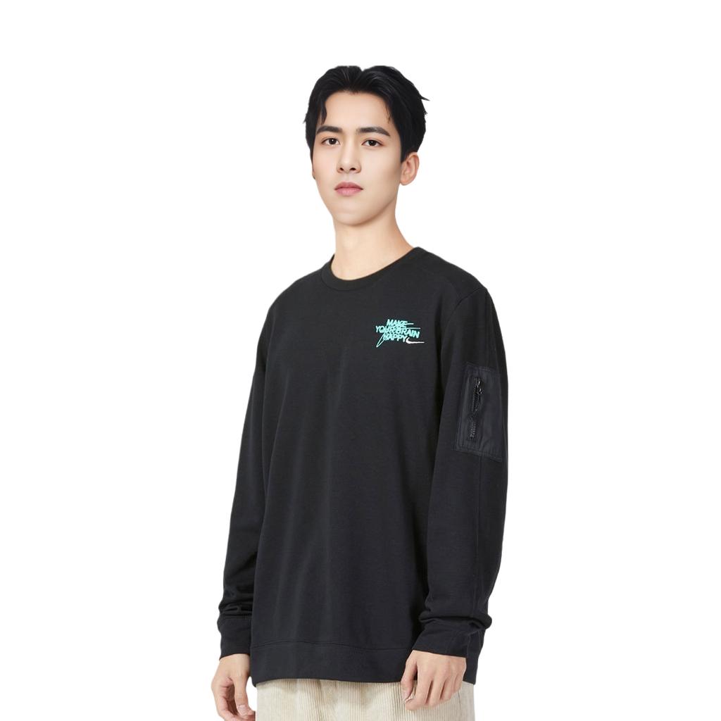 Nike Solid Color Pullover With Colorful Letter Print Logo Sweatshirt Men Sweatshirt Black DQ7867-010
