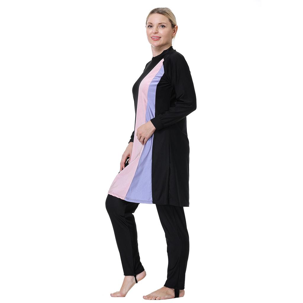 Plus Size Women Muslimah Swimsuit Splice Full Coverage Women Swimsuit High Elastic Comfort 3 Pieces Beachwear 3XL-8XL