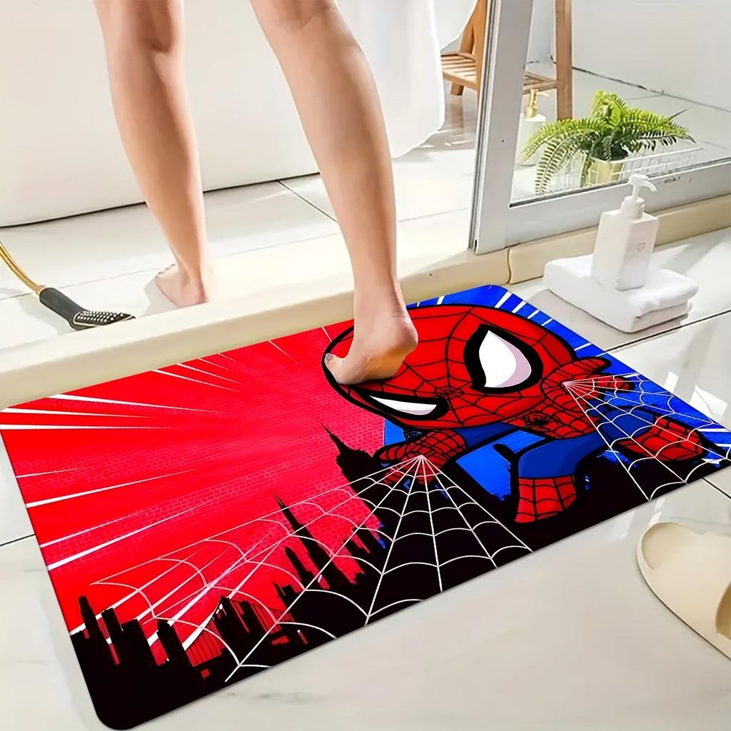 1 Marvel Doormat | Spider-Man Heroes League Edition - Cartoon Pattern Living Room Rug | Flannel Material Bath Mat, Machine Was