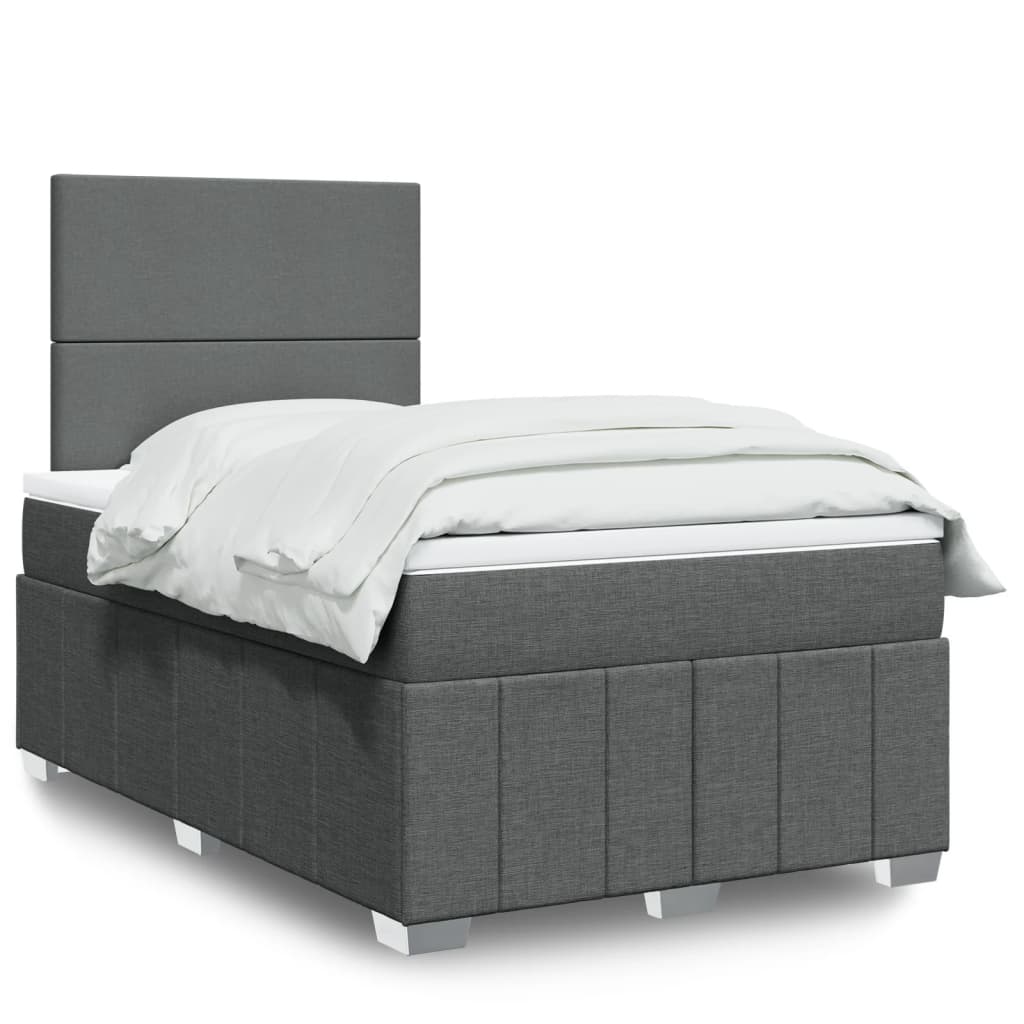 Box Spring Bed with Mattress Dark Gray 120x190 cm Fabric