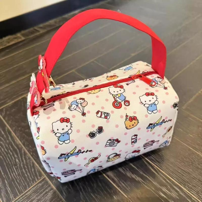 Cute Hello Kitty Portable 3D Cosmetic Bag Girly Kt Cat Travel Storage Bag Large Capacity Handbag Washing Bag Gift