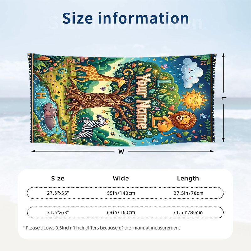 Adventure Journey Theme Beach Towel Personalized Custom Name & Text Soft Quick Dry Beach Towel for Swimming Travel
