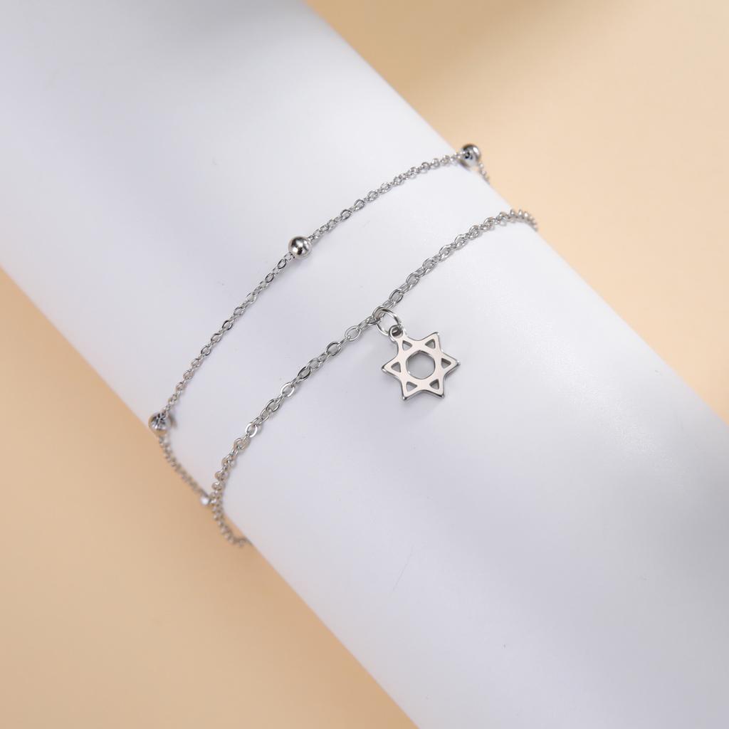 LIKGREAT Stainless Steel Star of David Symbol Bracelet for Men Women Charm Double Bracelets Jewelry Valentine's Day Gift 2025