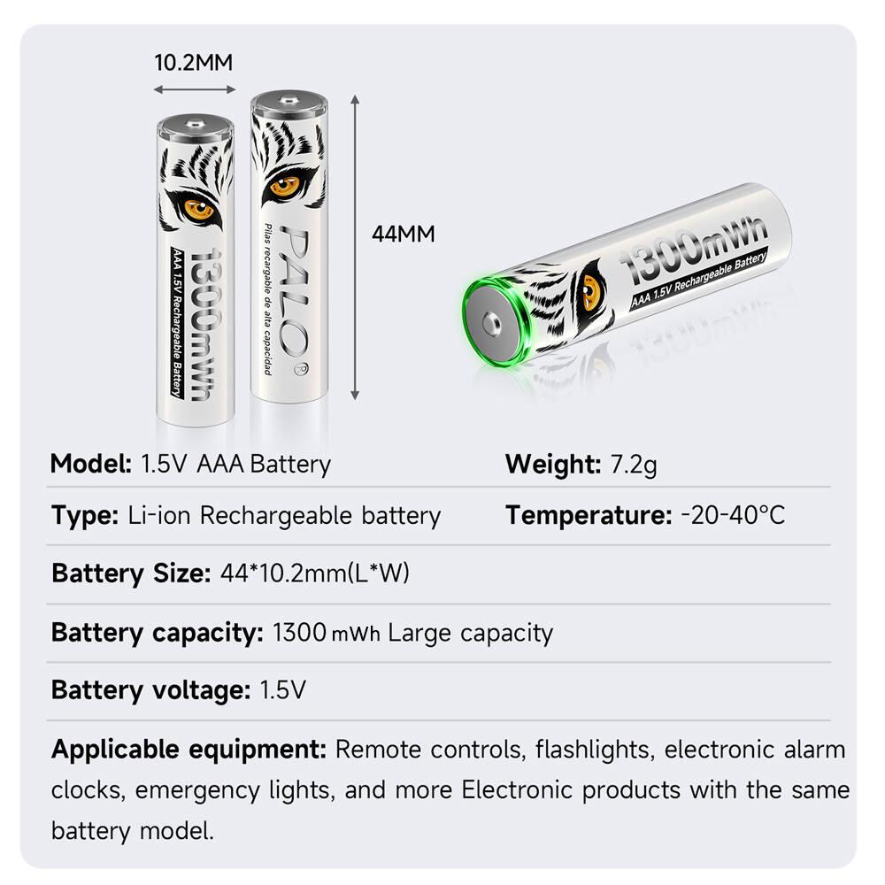 PALO 4-20pcs Rechargeable AA Batteries 1300mWh Li-Ion HR03 with LCD USB Battery Charger for Toys, Remote Controls