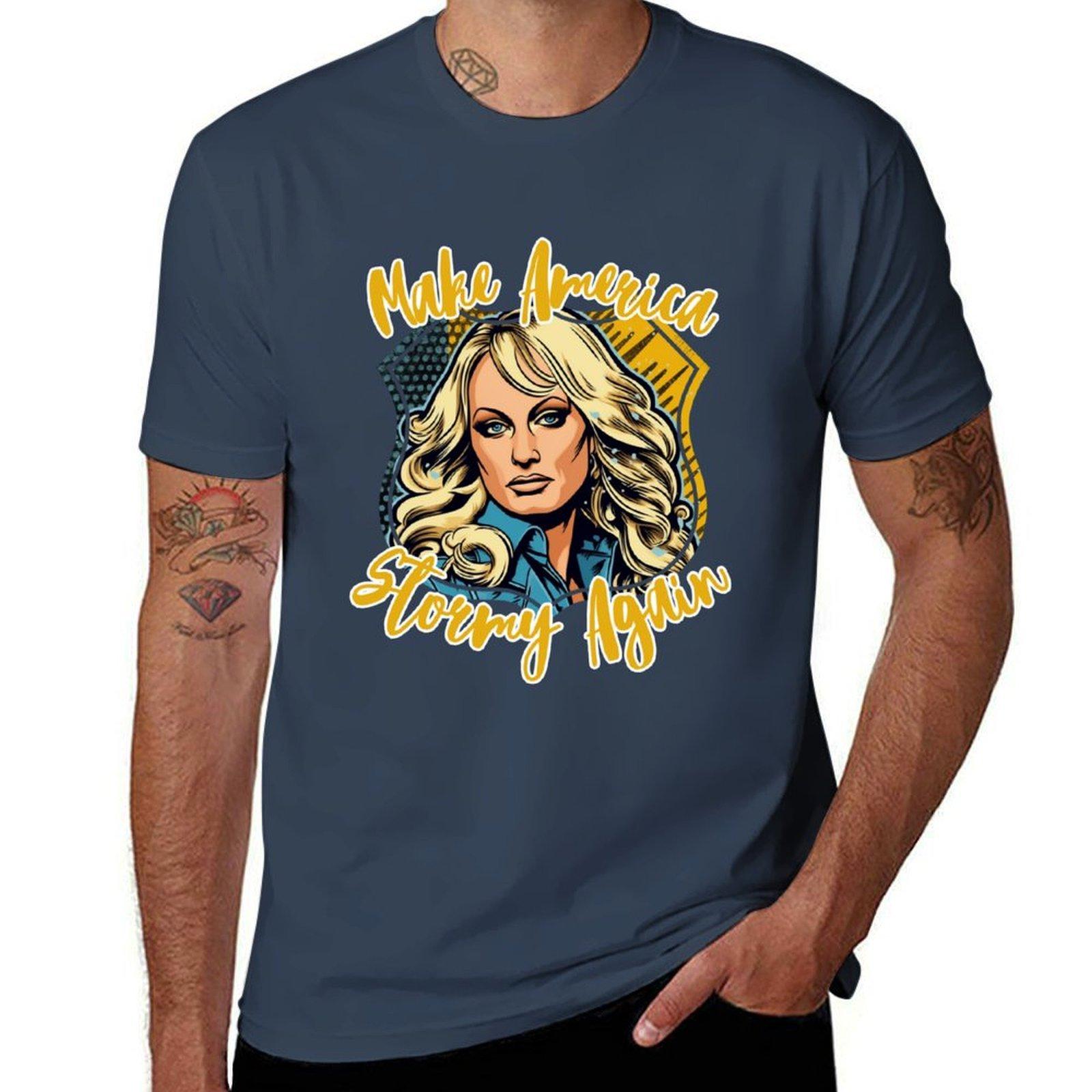 Stormy Daniels and Donald Story Team Stormy Make America Stormy Again 3 TShirt Fitness Training Breathable Tee S
