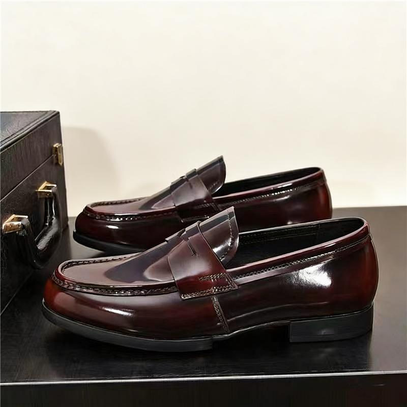 Luxury Trend Designer New Men Pointed Penny Loafter Glossy Black Brown Flats Leather Casual Shoes Male Formal Dress Footwear