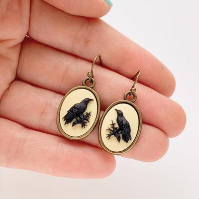 Jun'an Gothic Ancient Bronze Black Crow Women's Charm Earrings