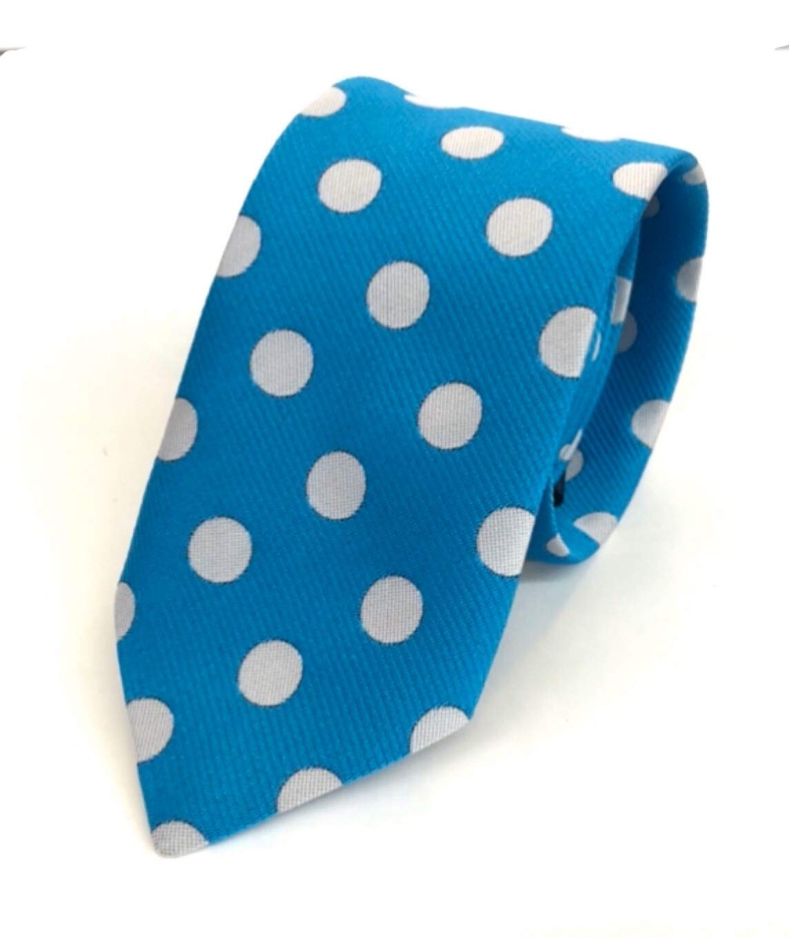 [HANG OVER] Хит продаж [Сделано в Японии] Галстук с крупным горошком 6 см (БирюзовыйБелый)