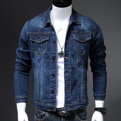 Men's Fashion Skinny Denim Jacket Classic Design Scratch Washed Blue Slim Fit Short Casual Spring Autumn Coat Male Brand Clothes