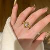 Vintage Arrow Ring for Women Old Money Style Retro Four Leaf Clover Thorn Brushed Diamond Ring