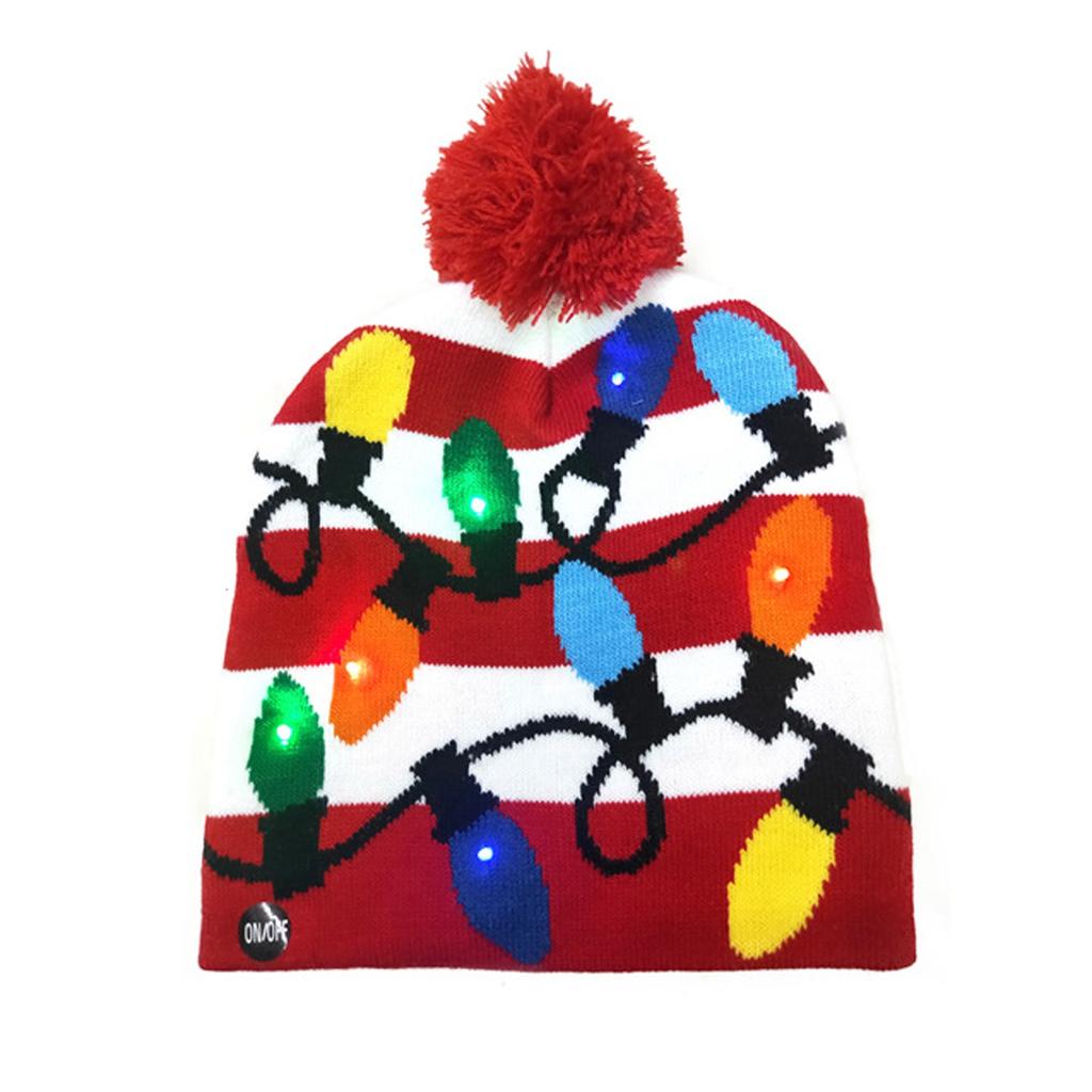 Lustige LED-Licht-Strick-Weihnachts-Leuchtkappe, Unisex-Mütze, Kindermütze, Weihnachtsdekorationen, Partyhut(Batterie im Lieferumfang enthalten)