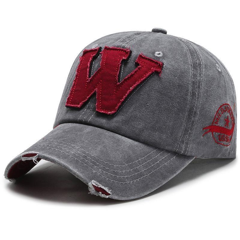 W Letter Baseball Cap Unisex Denim Outdoor Sun Protection Adjustable Gift Hat