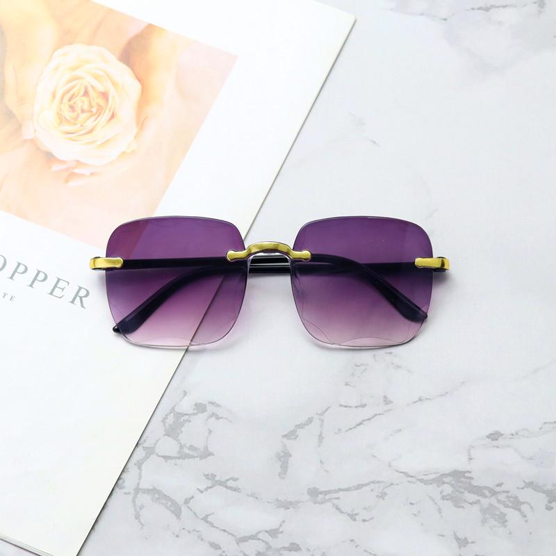 Trendy Large Square Rimless Sunglasses - Women's Street Style Fashion