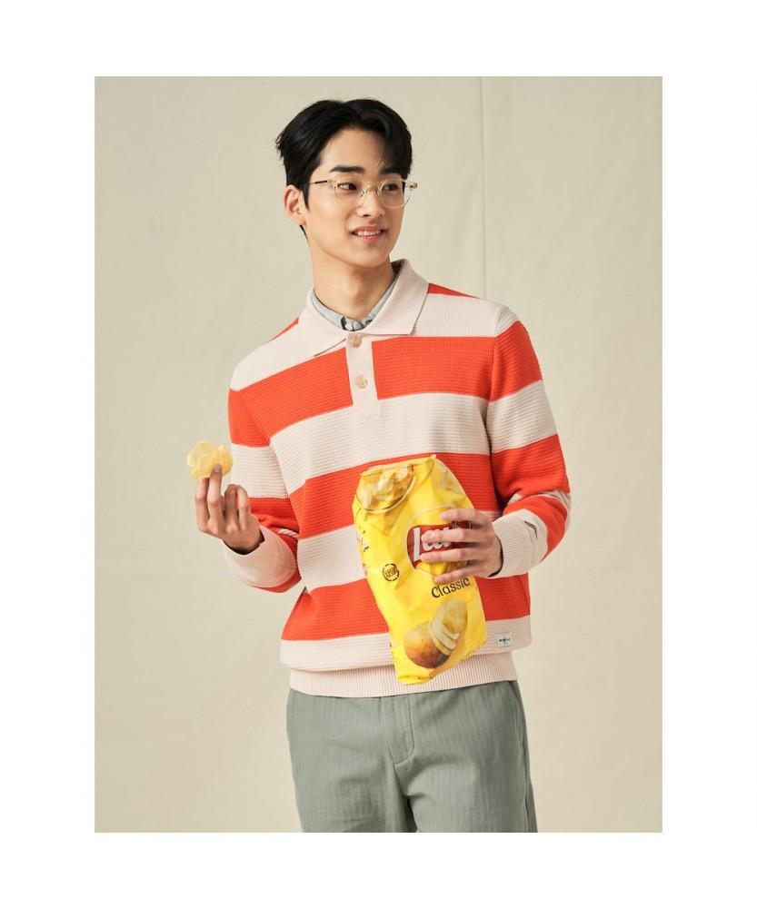 Binpolmen Rugby Stripe Collared Neck Knit Orange (Bc5251C078)