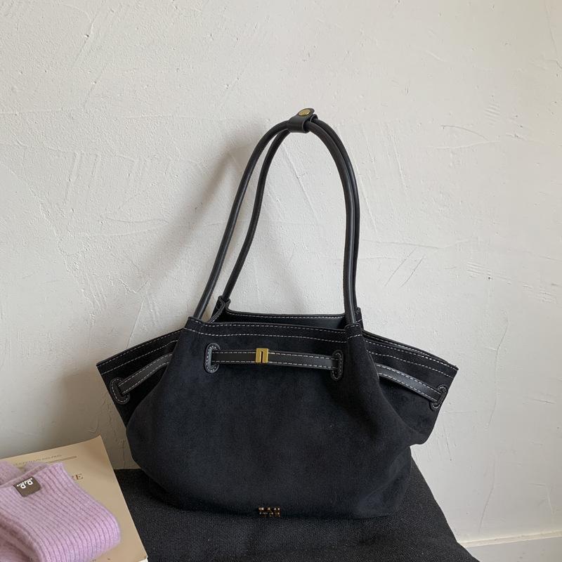Large Capacity Vintage Suede Fashion Commuter Simple Autumn Shoulder Portable Tote Bag