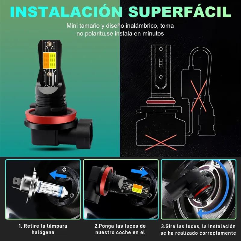 Tricolor Strobe H11 H8 9006 HB4 HB3 9005 H1 H3 H7 880 881 5202 H16 COB Fog Lights LED Bulb Car Day Driving Running Light 3000LM